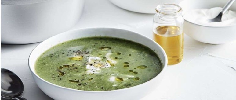 Super greens soup with truffle oil
