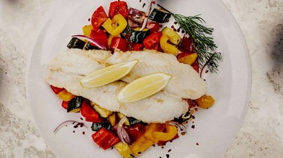 Baked cod with ratatouille